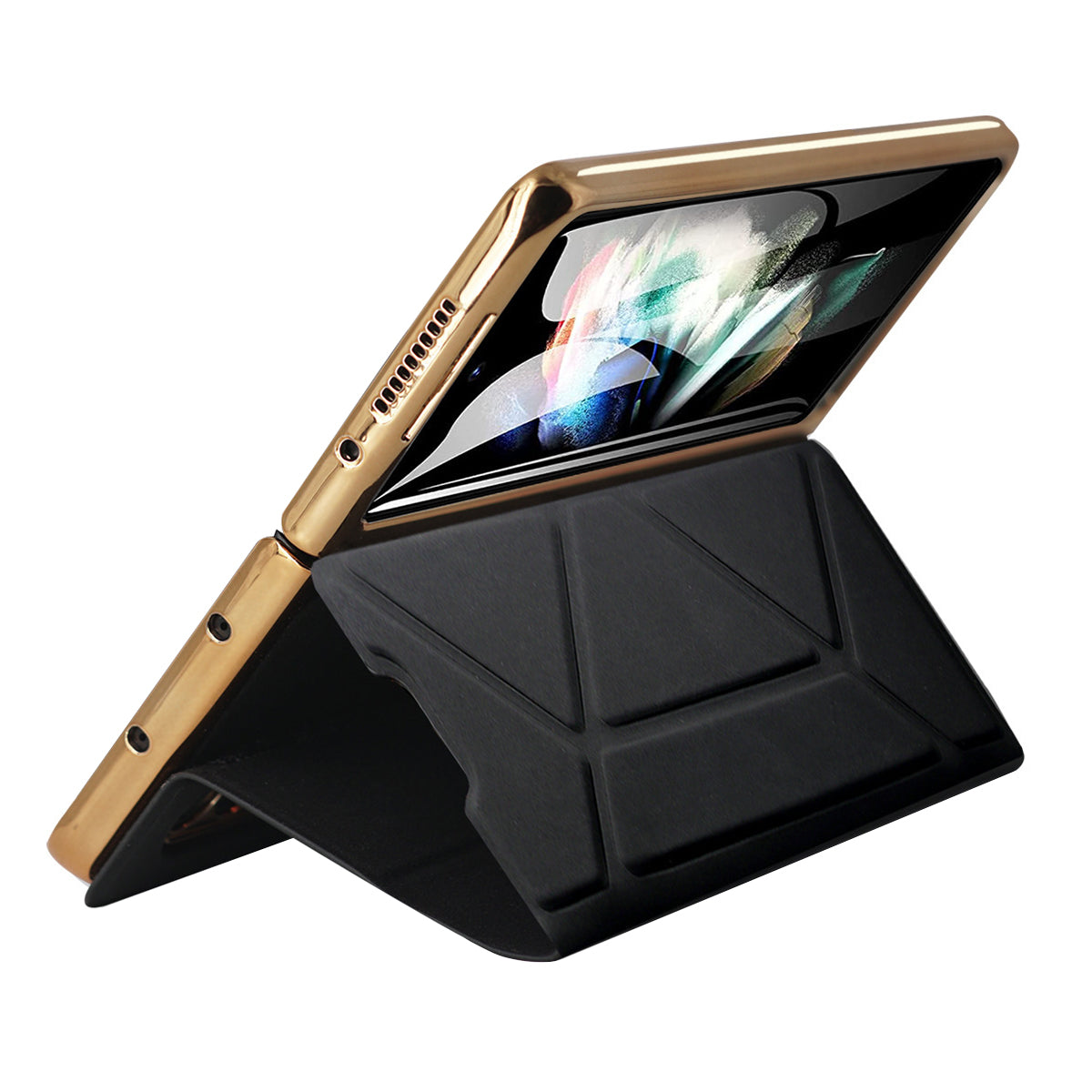 For Samsung Galaxy Z Fold5 5G Shockproof Phone Case Pen Slot PU PC Stand Cover with Tempered Glass Film For Samsung Galaxy Z Fold5 5G Shockproof Phone Case Pen Slot PU PC Stand Cover with Tempered Glass Film